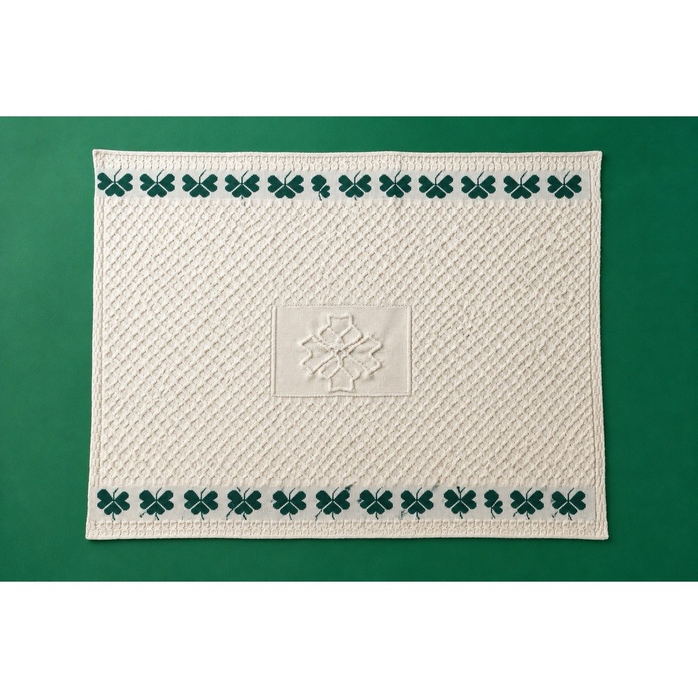 Aran Sweater Market Throw Irish Merino‎ Wool Blanket Shamrock 60"x40" NWOT